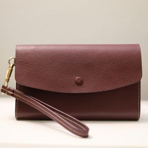 NWOT Leather Nordstrom Burgundy Envelope Clutch
